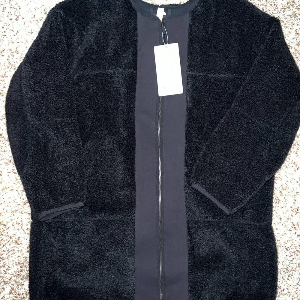NWT Lululemon Black Collarless Textured Fleece Sherpa Full Zip Jacket size 10